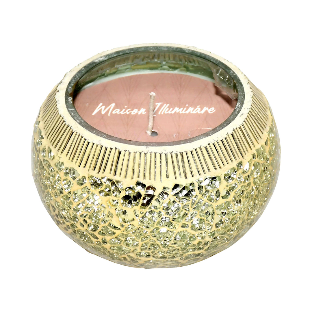 Glass, 4" 10 Oz Mosaic Scented Candle, Champagne