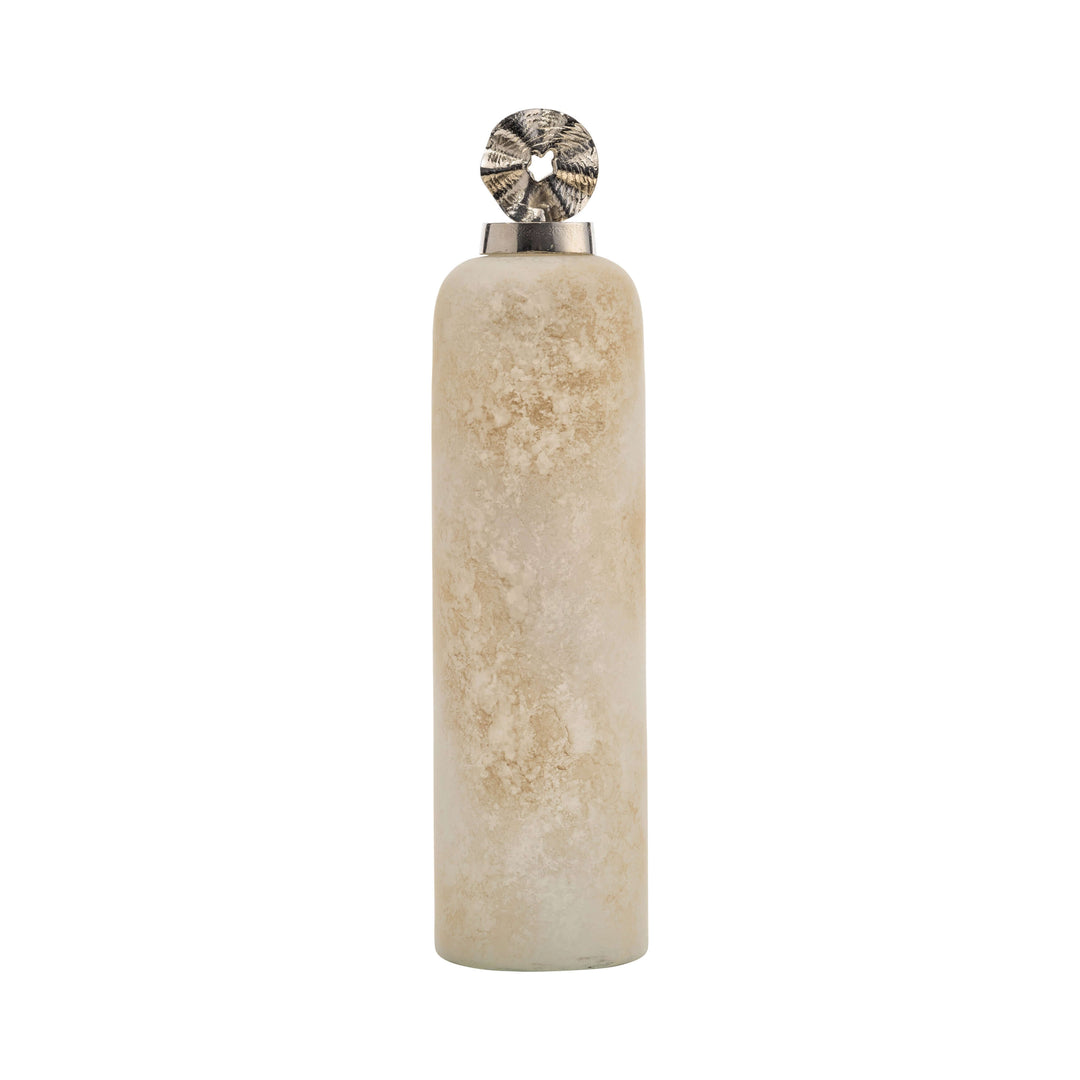 Glass, 18" Vase W/ Pinwheel Top, Ivory/beige