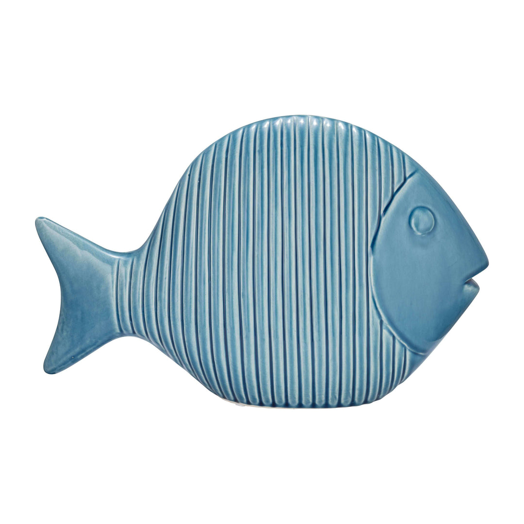 Cer,16",v Striped Fish,blue