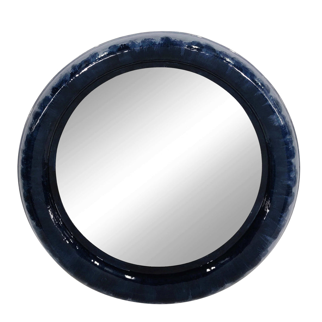 Metal 36" Round Mirror, Blue