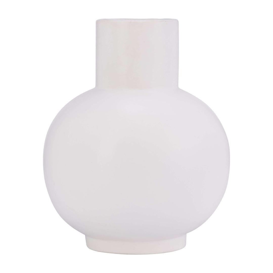 Cer, 8"h Bulbous Vase, White
