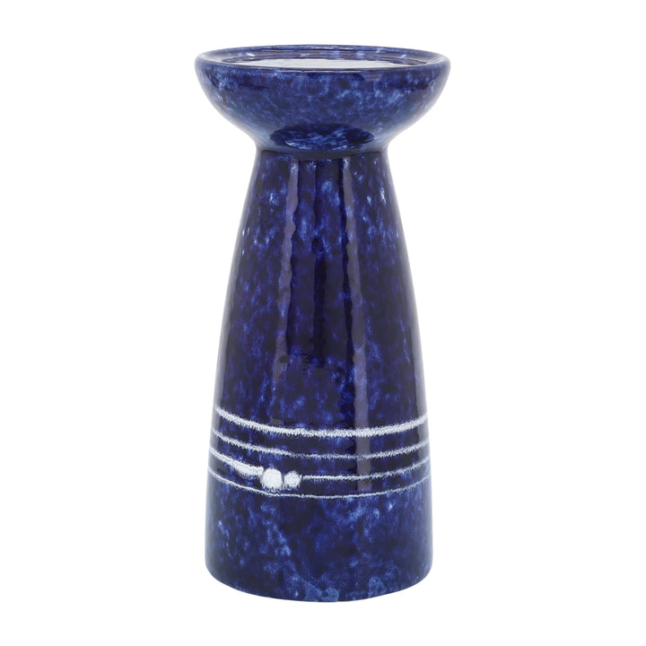 Cer, 8"h Painted Candle Holder, Blue