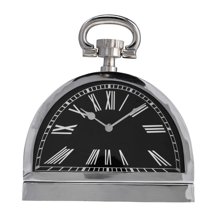 Metal,10"h,leaning  Table-clock W/handle,nickel