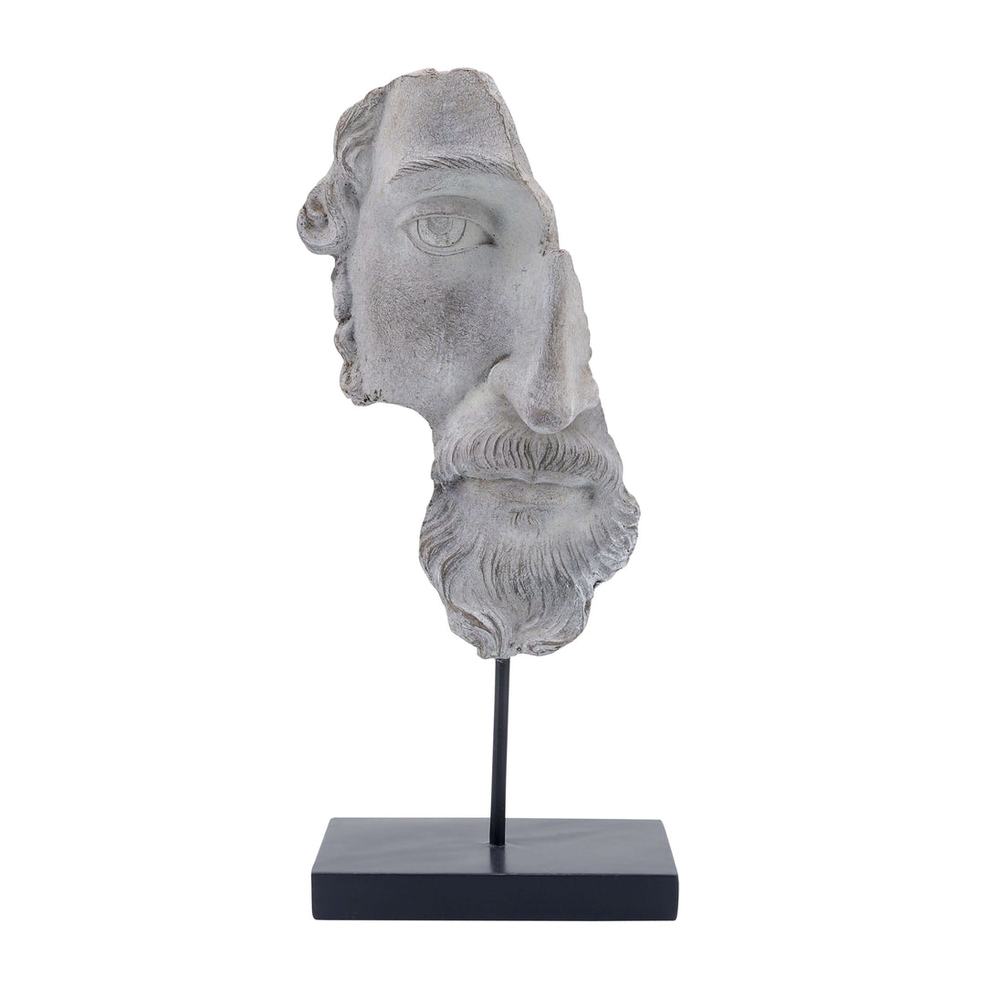 Resin, 16"h Face On Stand, Gray