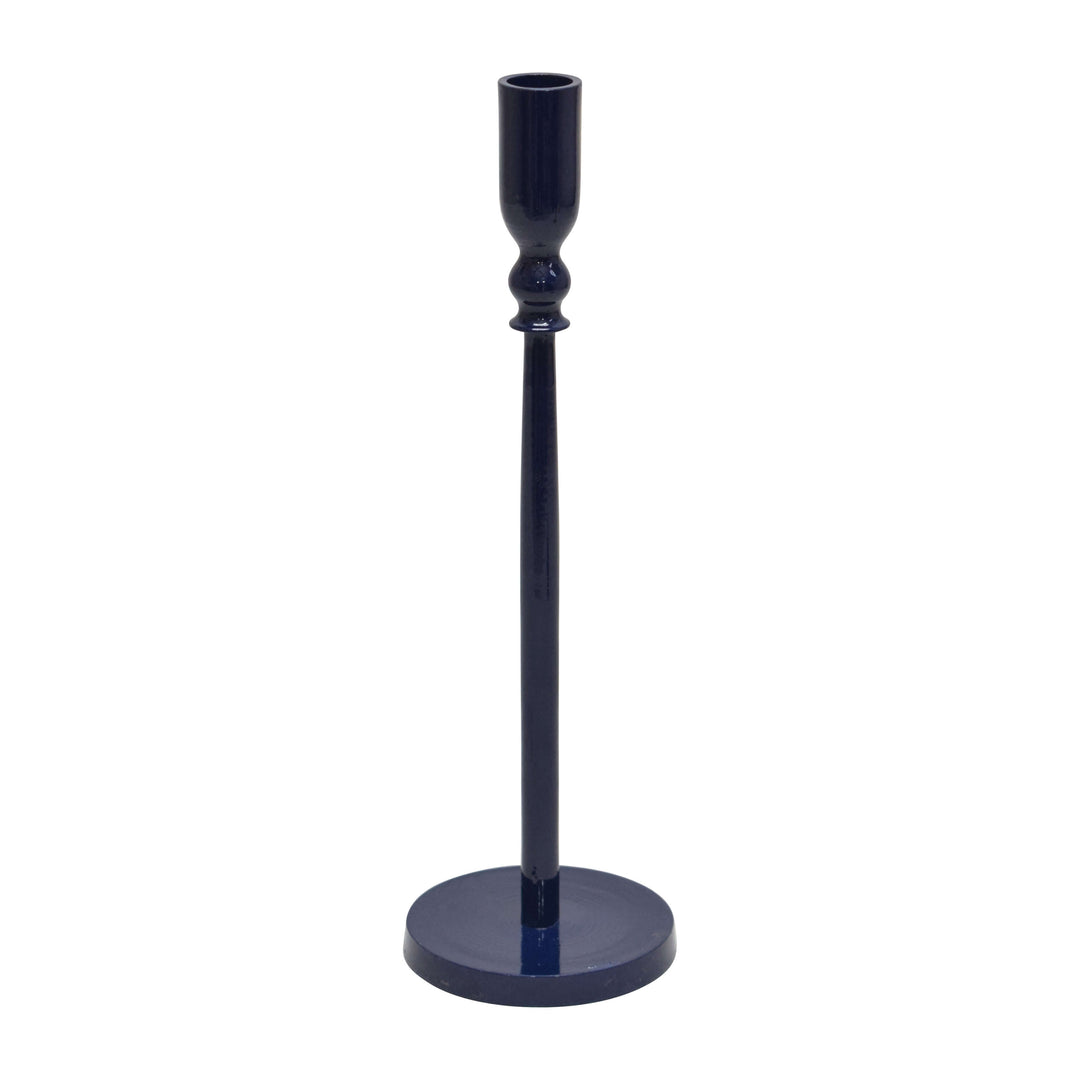 Metal, 12" Traditional Taper Candleholder, Navy