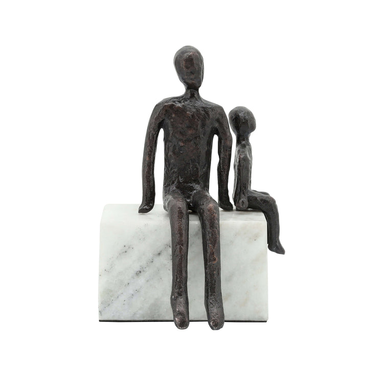 Metal, 9", Dad & Son Sitting Sculpture