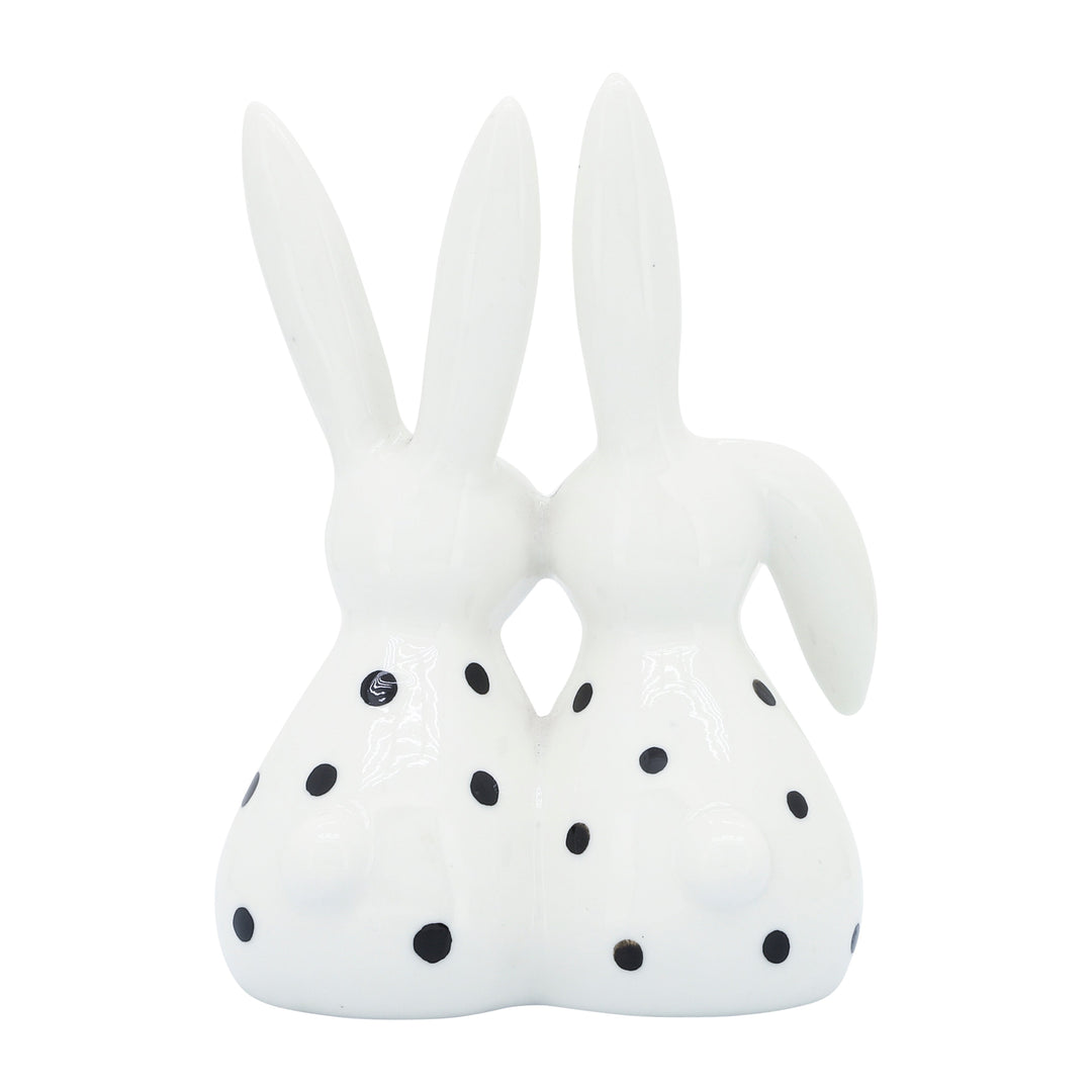 Porcelain, 7"h Kissing Bunnies, White