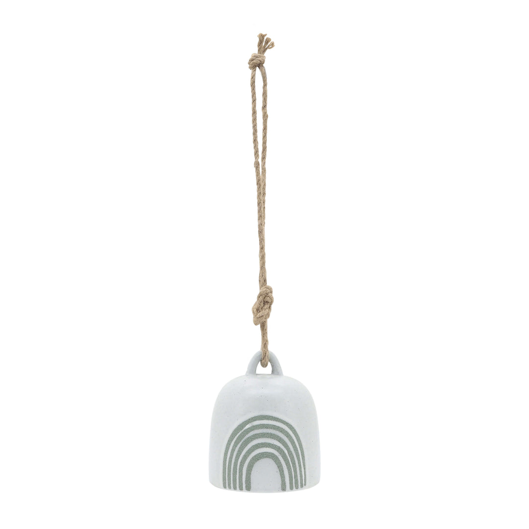 Cer, 4" Hanging Bell Rainbow, White/green