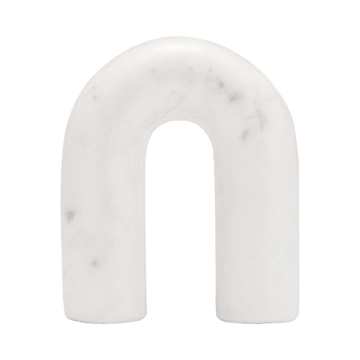 Marble, 6" Rounded Horseshoe Table Top Deco, White