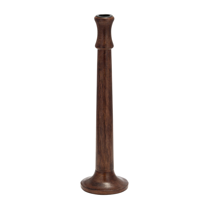 Wood, 15"h Rustic Taper Candleholder, Dk Brwn