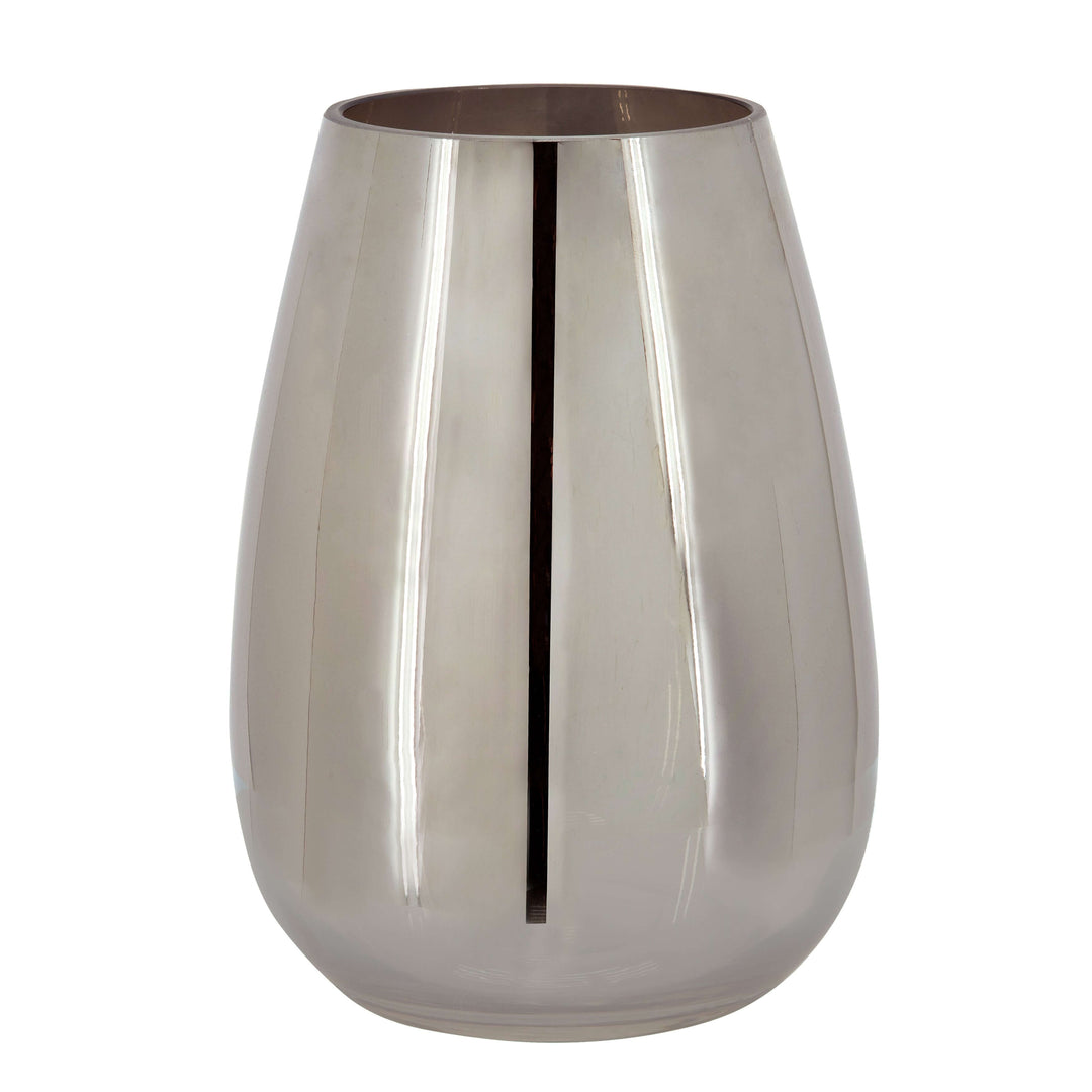 Glass 8"h Metallic Vase, Silver