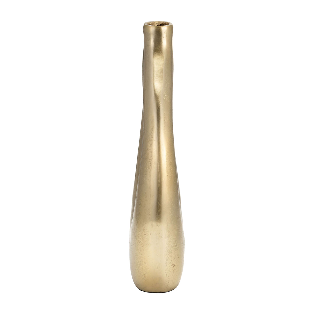 Metal 14" Open Cut Vase, Gold