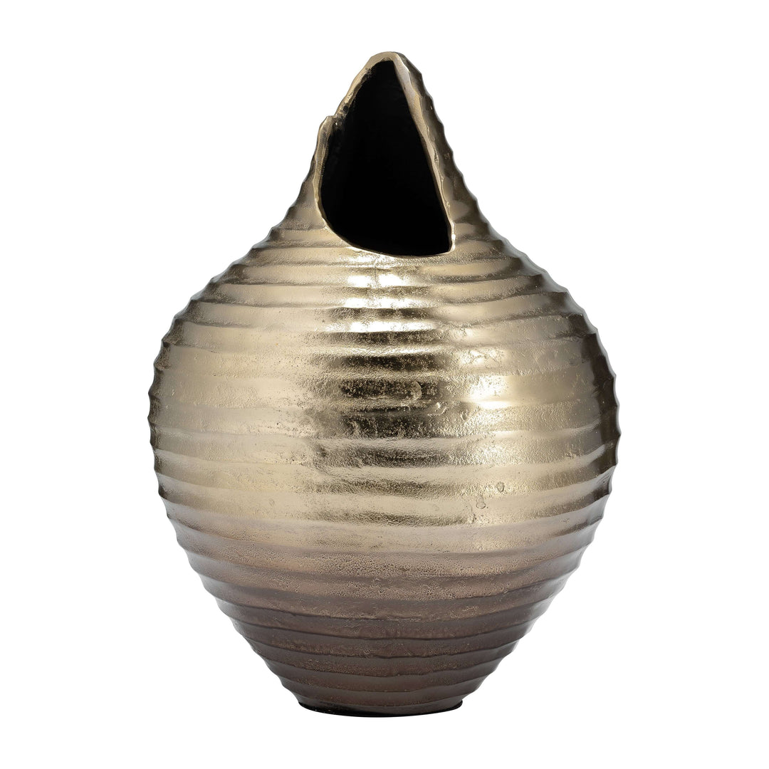 Metal,16",shell Like Vase,gold