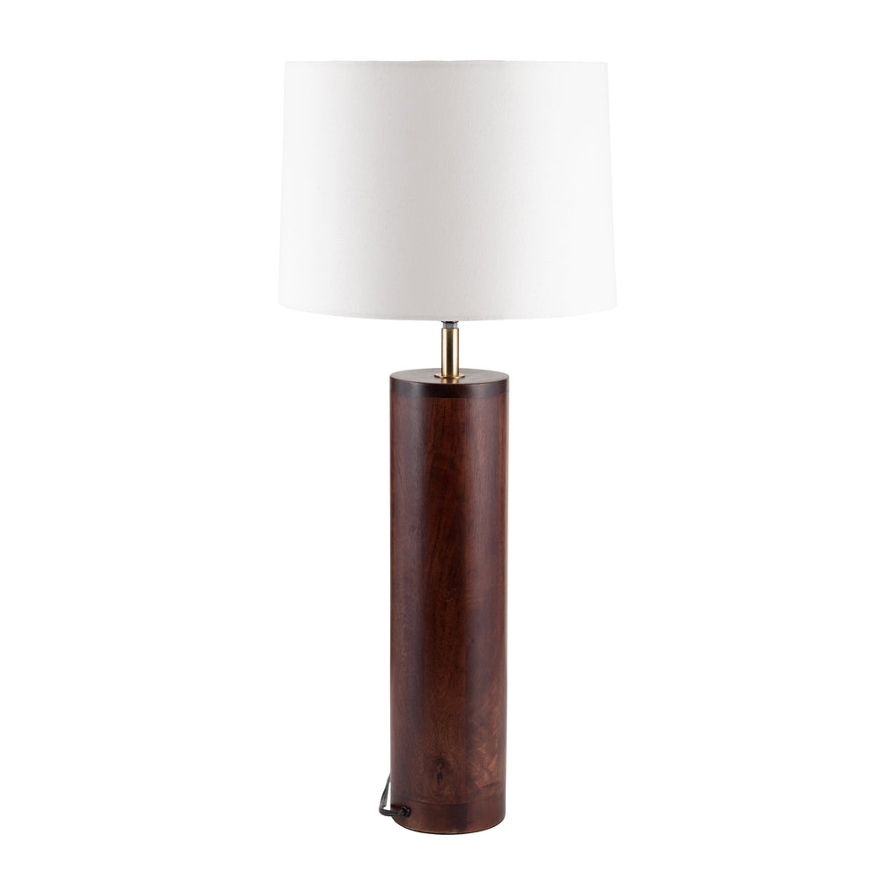 Wood, 32"h Classic Table Lamp, Brown/off White