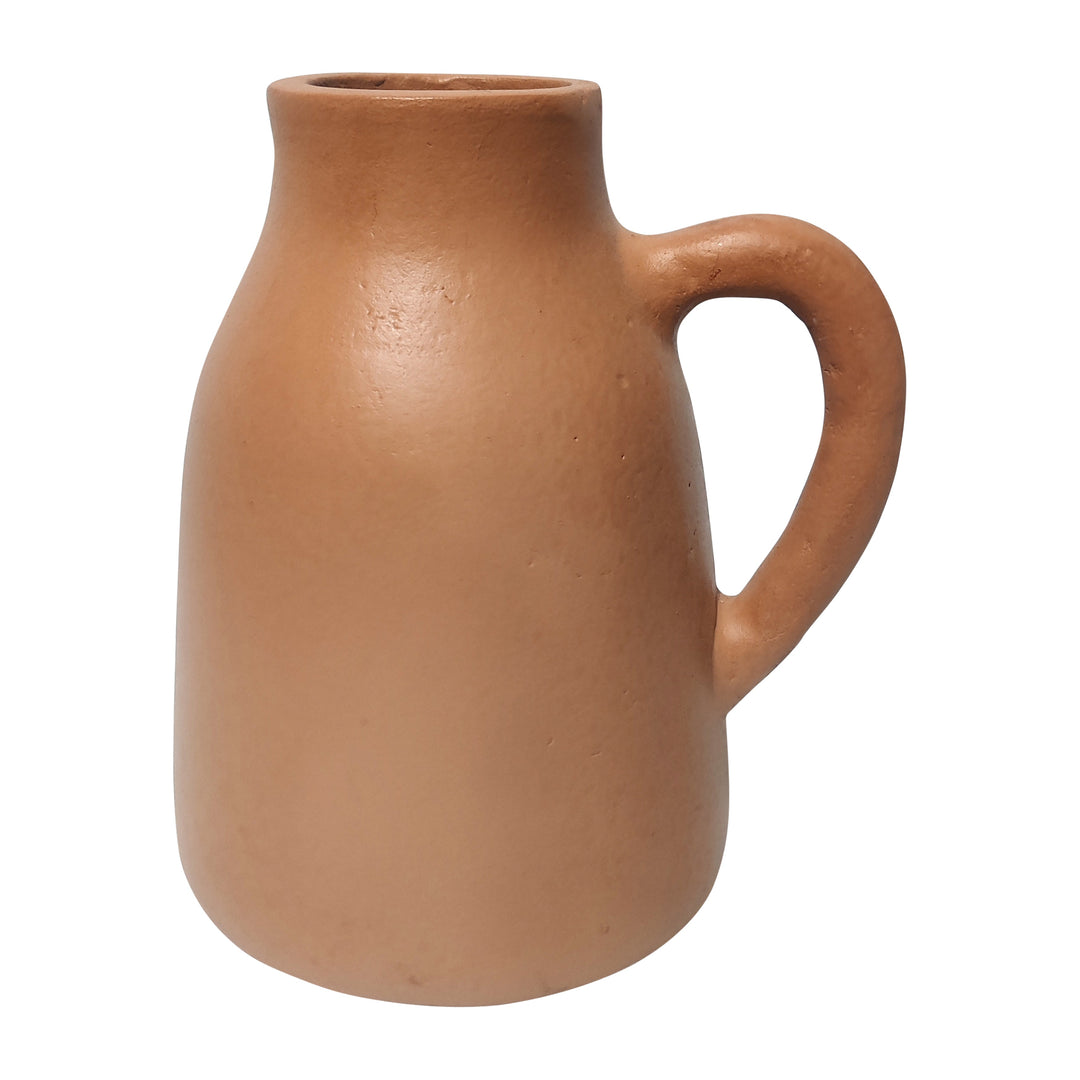 Terracotta, 8" Vase W/ Handle, Natural