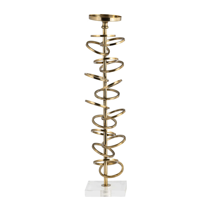 Metal, 18" Ring Toss On Acrylic Candleholder, Gold