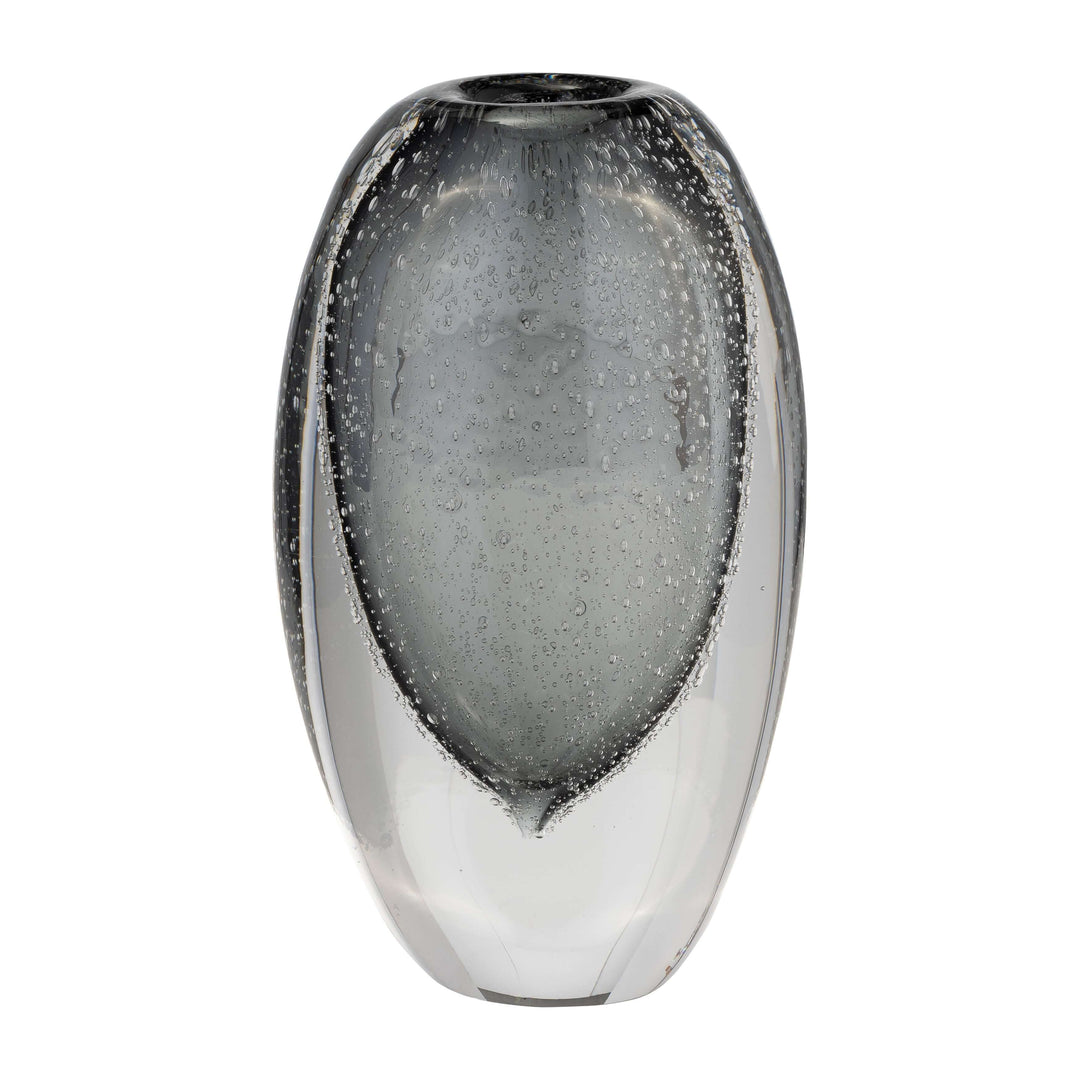 Glass, 9"h Ellipse Vase, Smoke