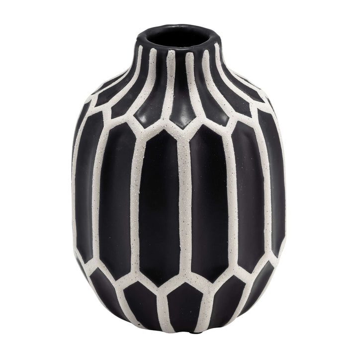 Cer, 8" Decorative Vase, Black/white