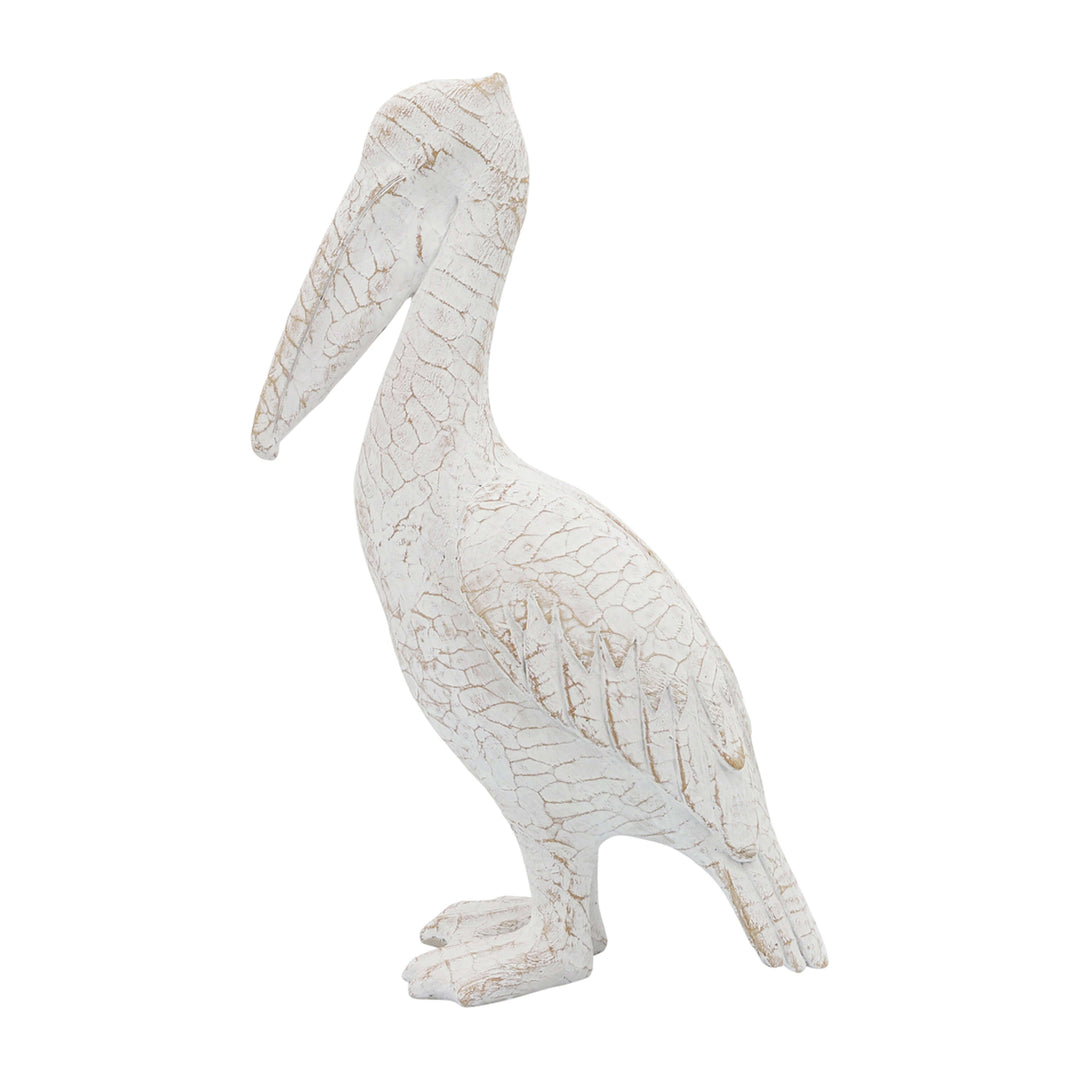 Cer,14"h,standing Pelican, White