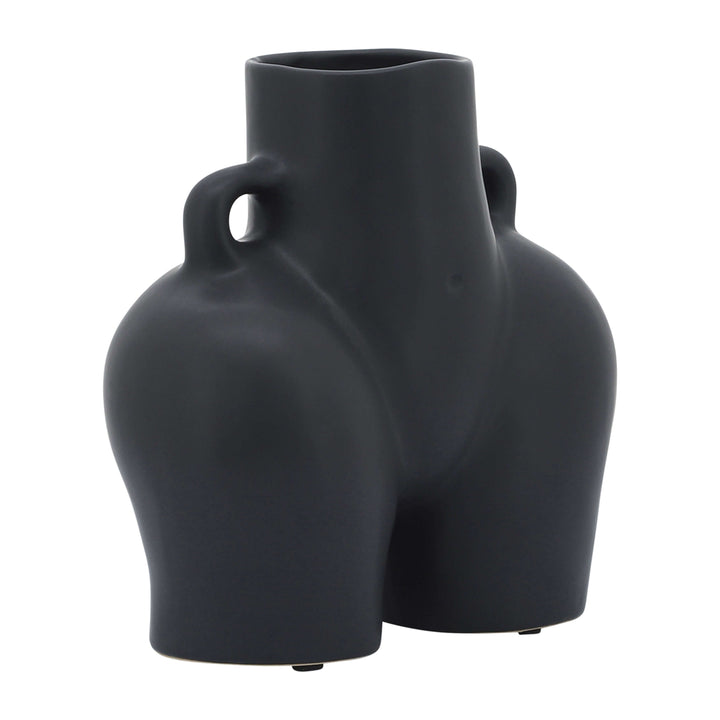 Cer, 7" Half Body Vase, Black