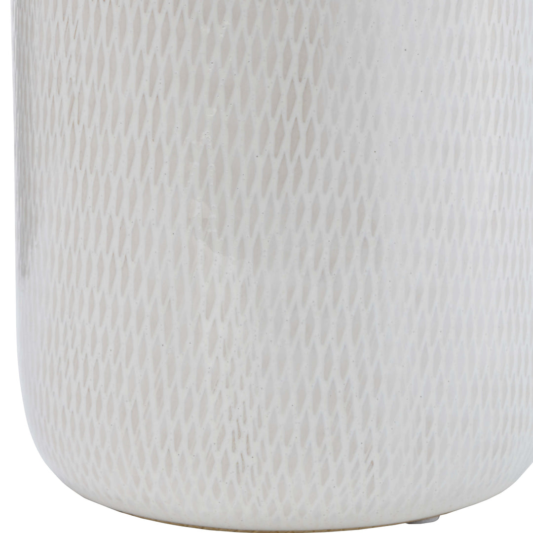 Cer, 10"h Grooved Vase, Ivory