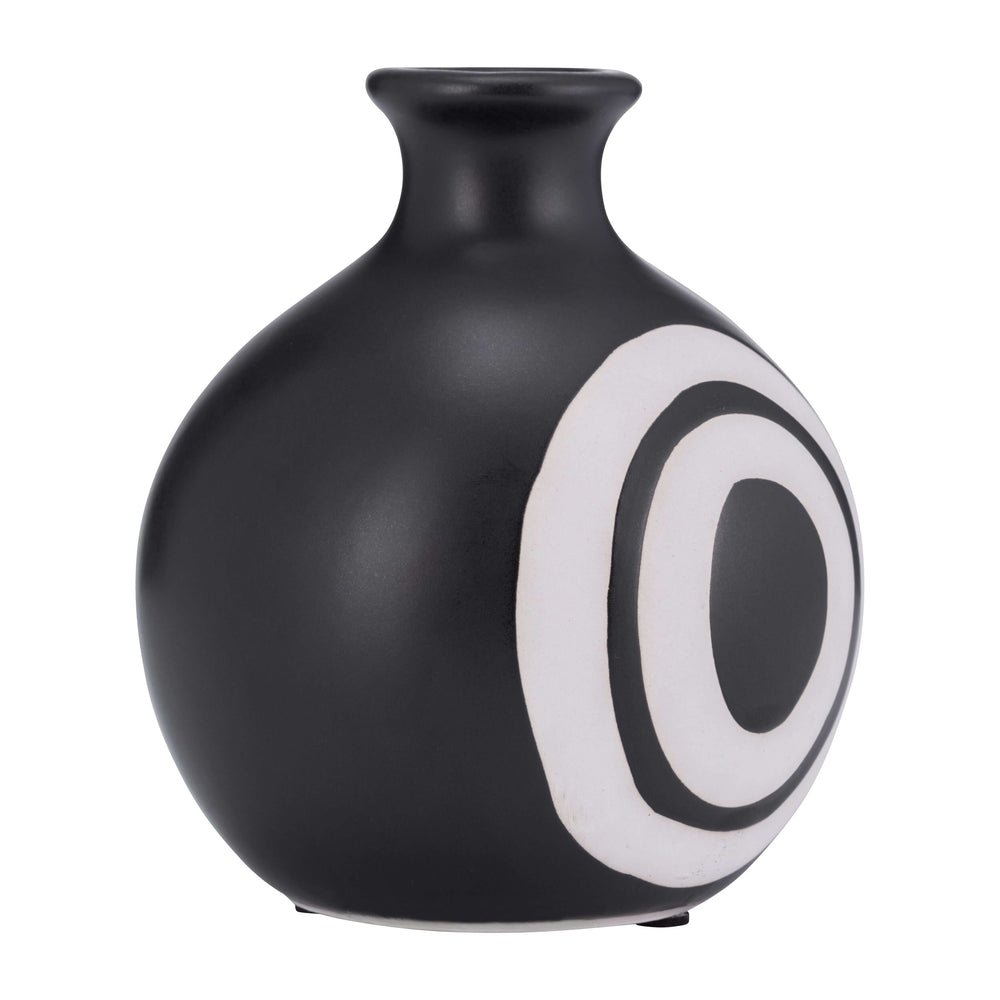 Cer, 7"h Abstract Vase, Black