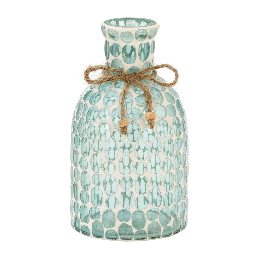 Glass, 8"h Mosaic Vase, Blue