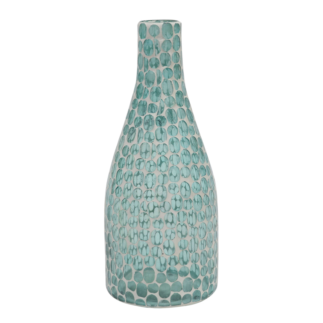 Glass, 15"h Mosaic Vase, Blue