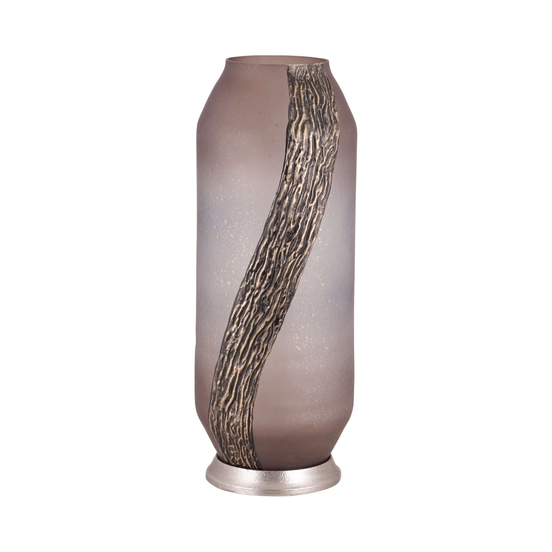 Glass, 15" Metallic Detail Vase,  Blush