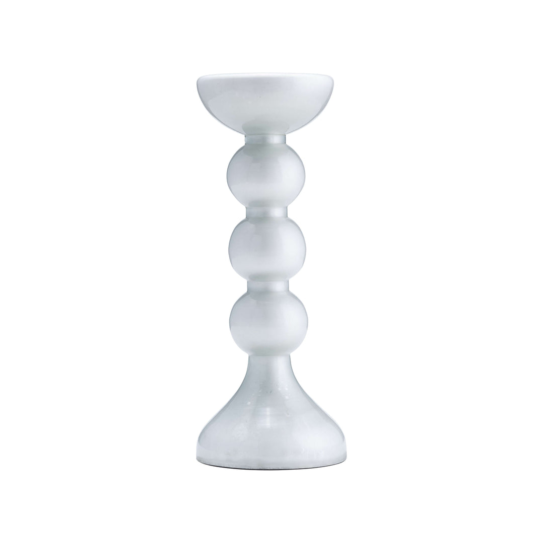 Glass, 13"h, Bubbly Candle Holder, Wht Enam