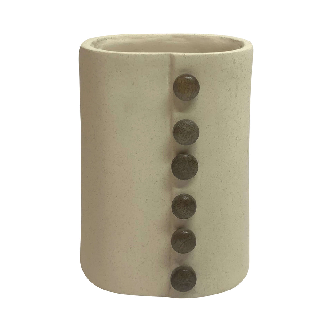 Ecomix, 9" Button Vase, Ivory