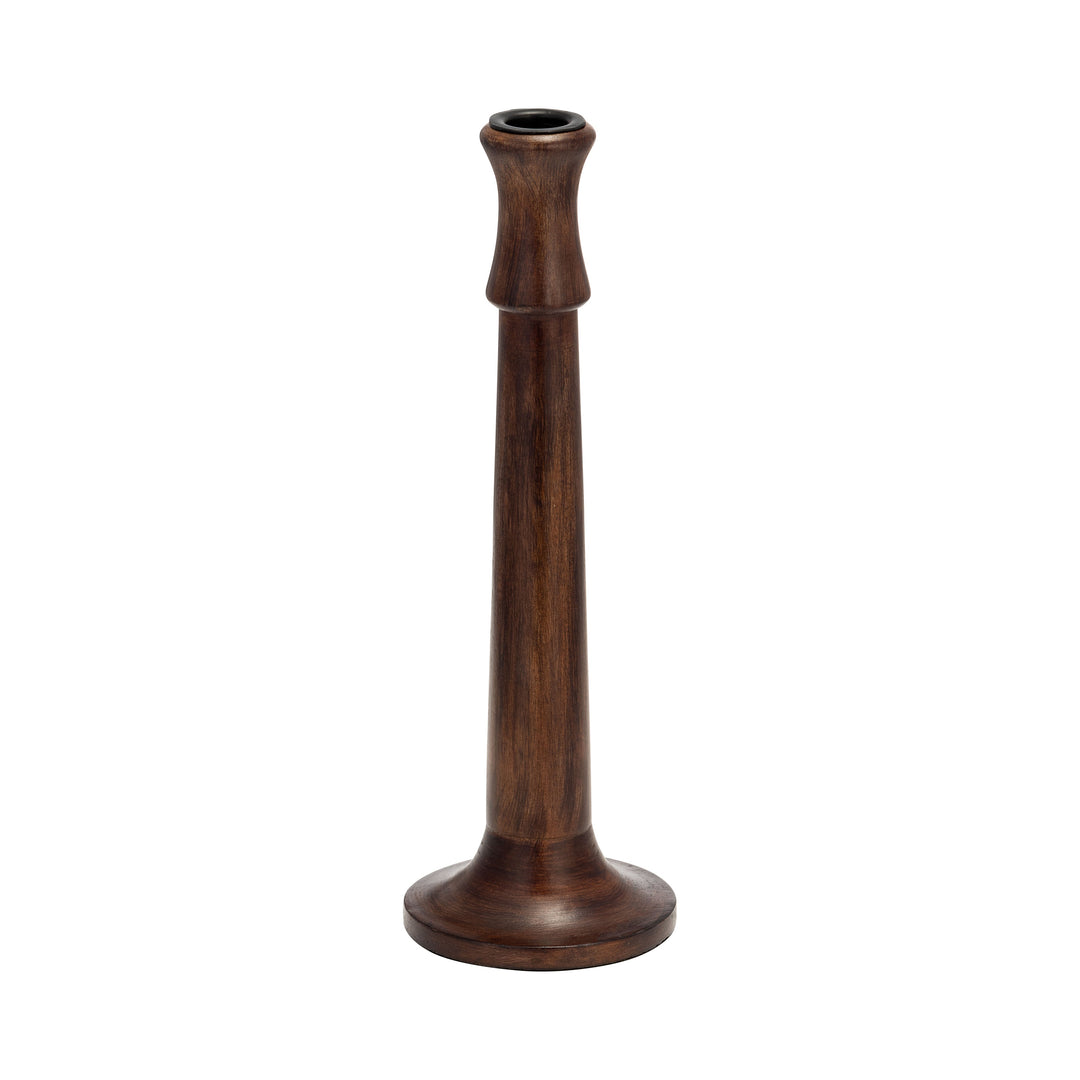 Wood, 12"h Rustic Taper Candleholder, Dk Brwn