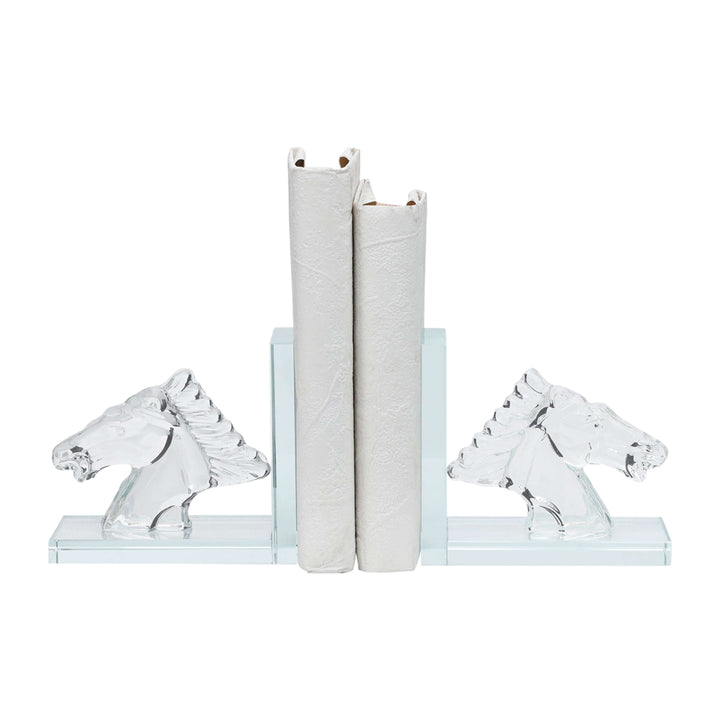 Crystal, S/2 5"h Horse Bookends