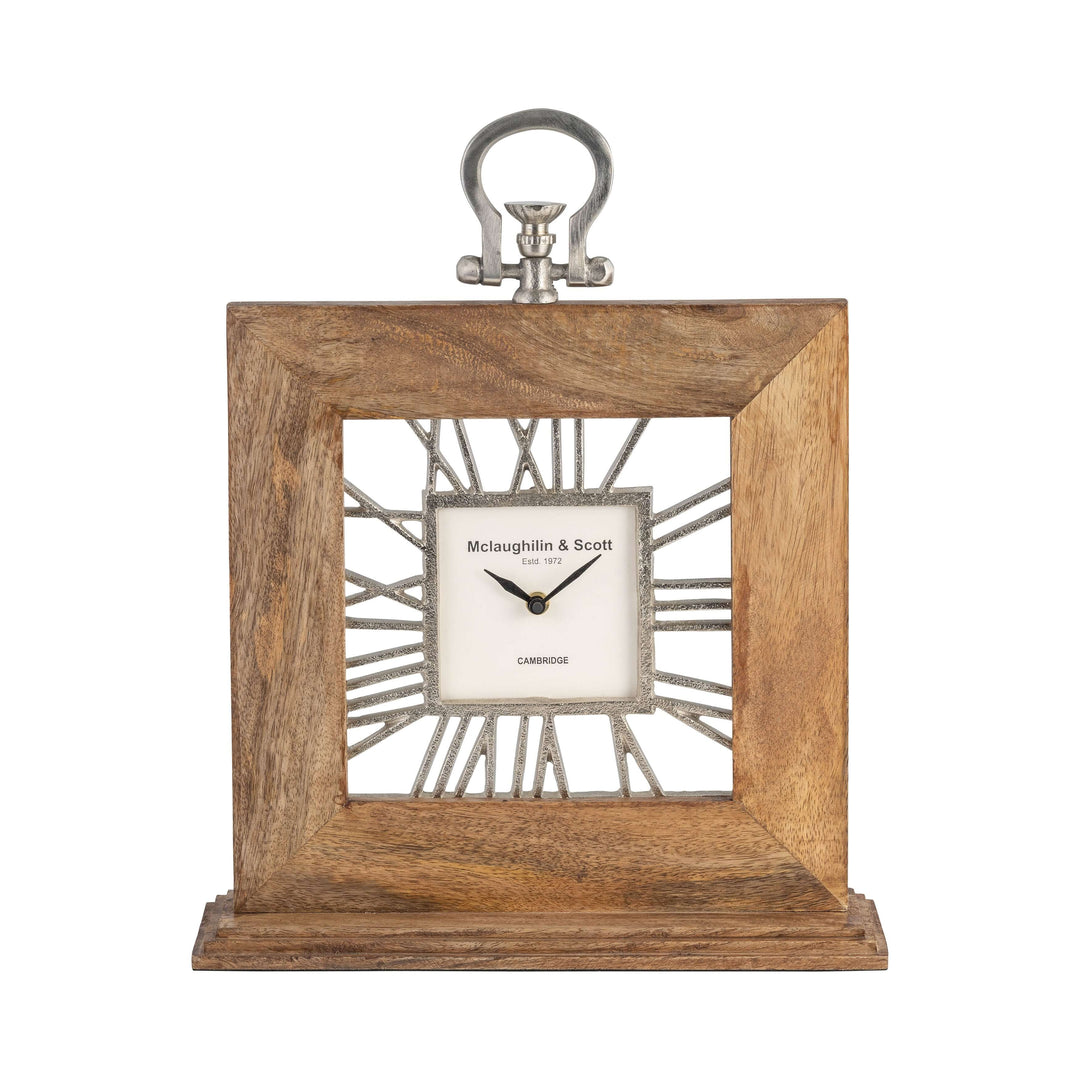 13x14 Mango Wood Table Clock, Natural