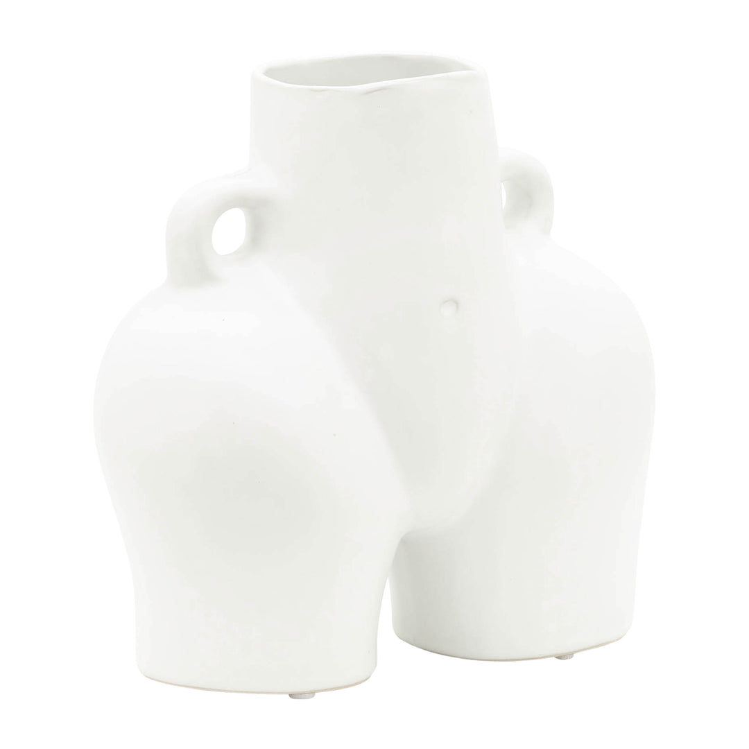Cer, 7" Half Body Vase, White