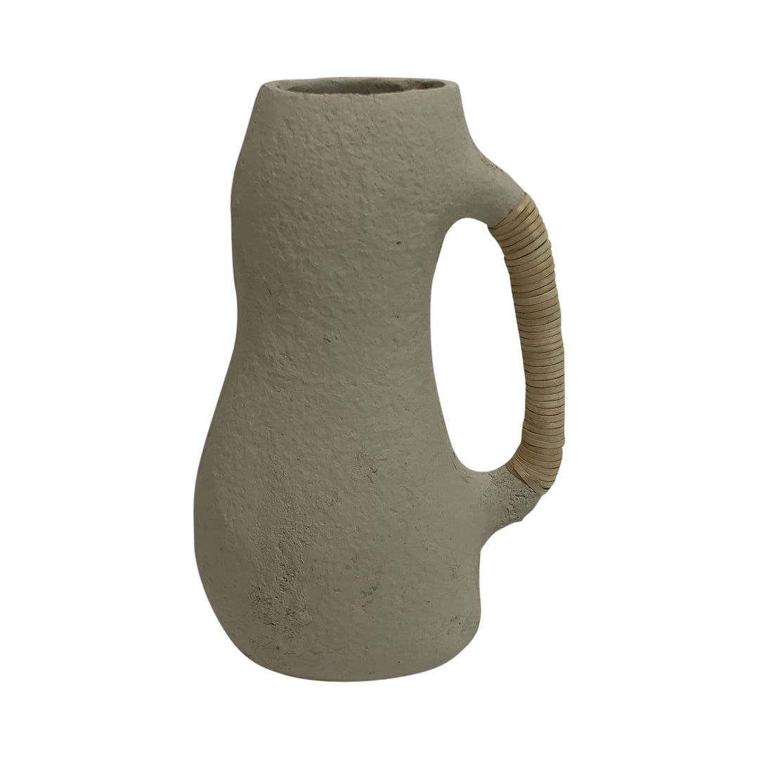 Ecomix, 13" Organic Vase With Caning, Ivory