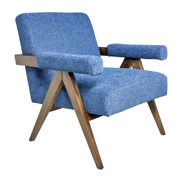 Wood - Scandinavian Accent Chair - Navy Blue