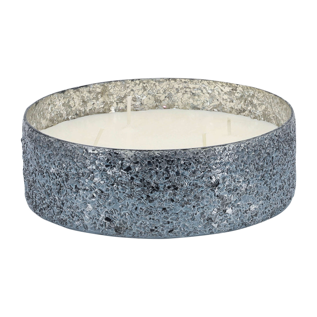 Candle On Gray Crackled Glass 49oz 