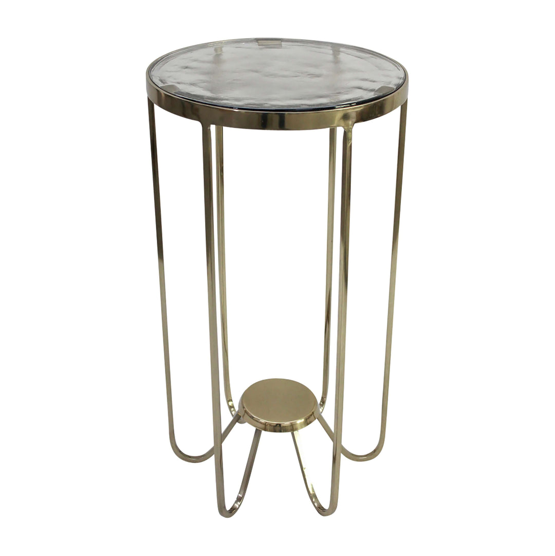 Metal, 22" Side Table Glass Top, Gold