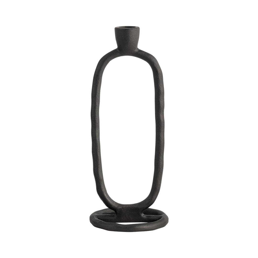 Metal, 10" Open Oval Taper Candleholder, Black