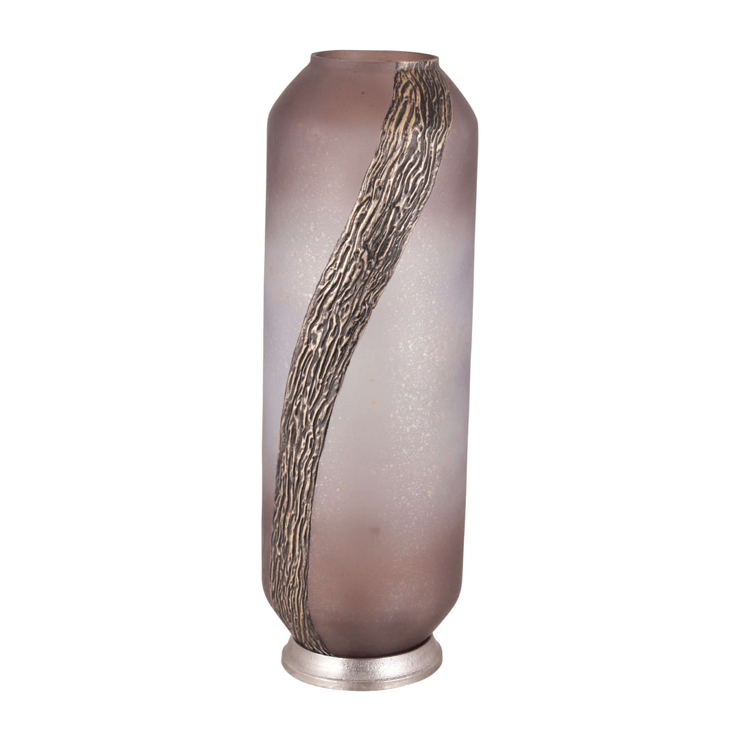 Glass, 20" Metallic Detail Vase,  Blush
