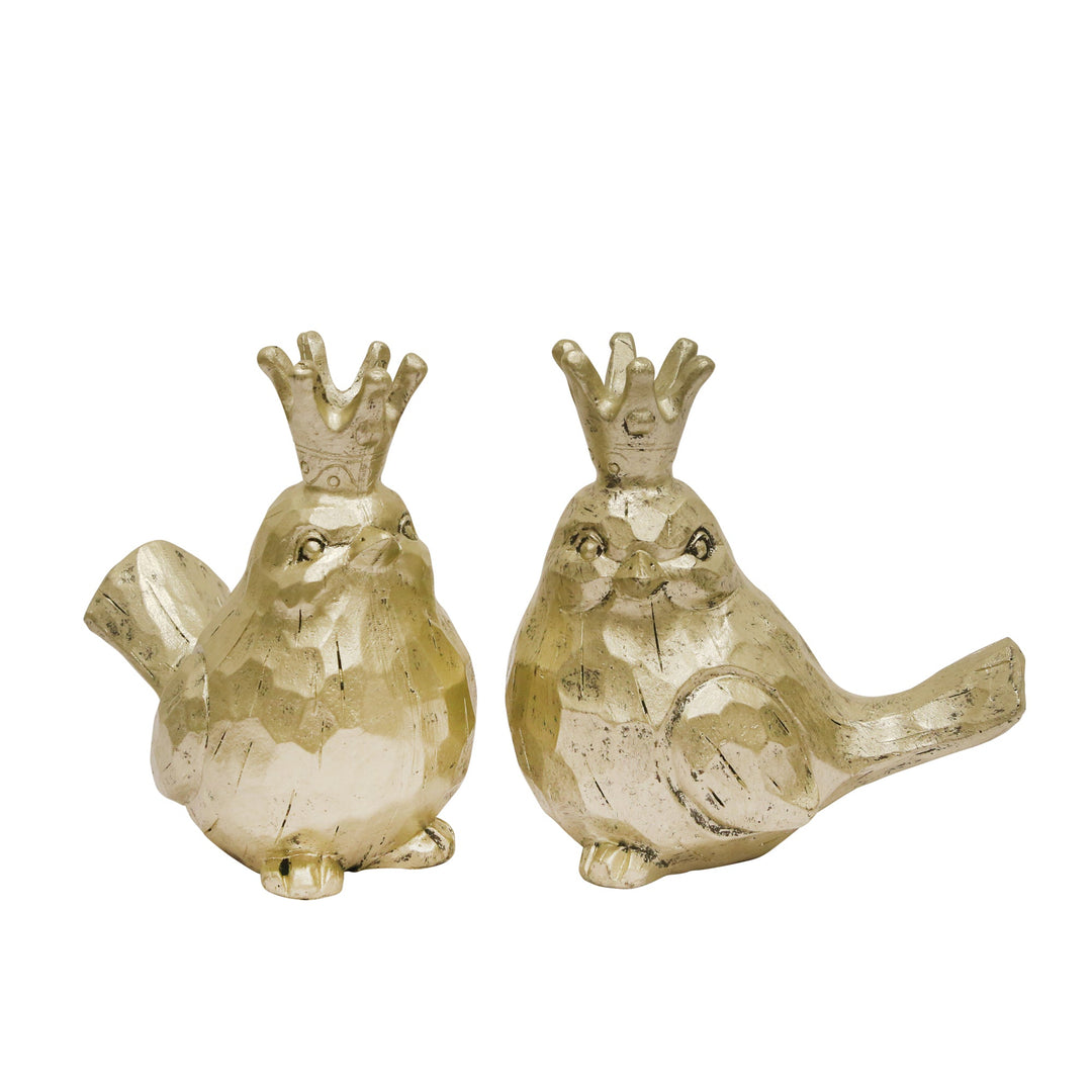 S/2 Gold Birds W/ Crowns
