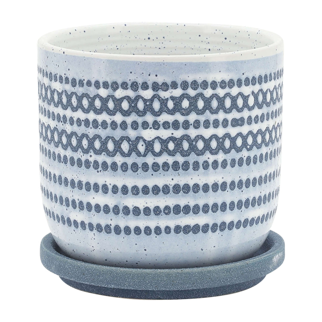 Ceramic 5" Planter W/ Saucer, Blue