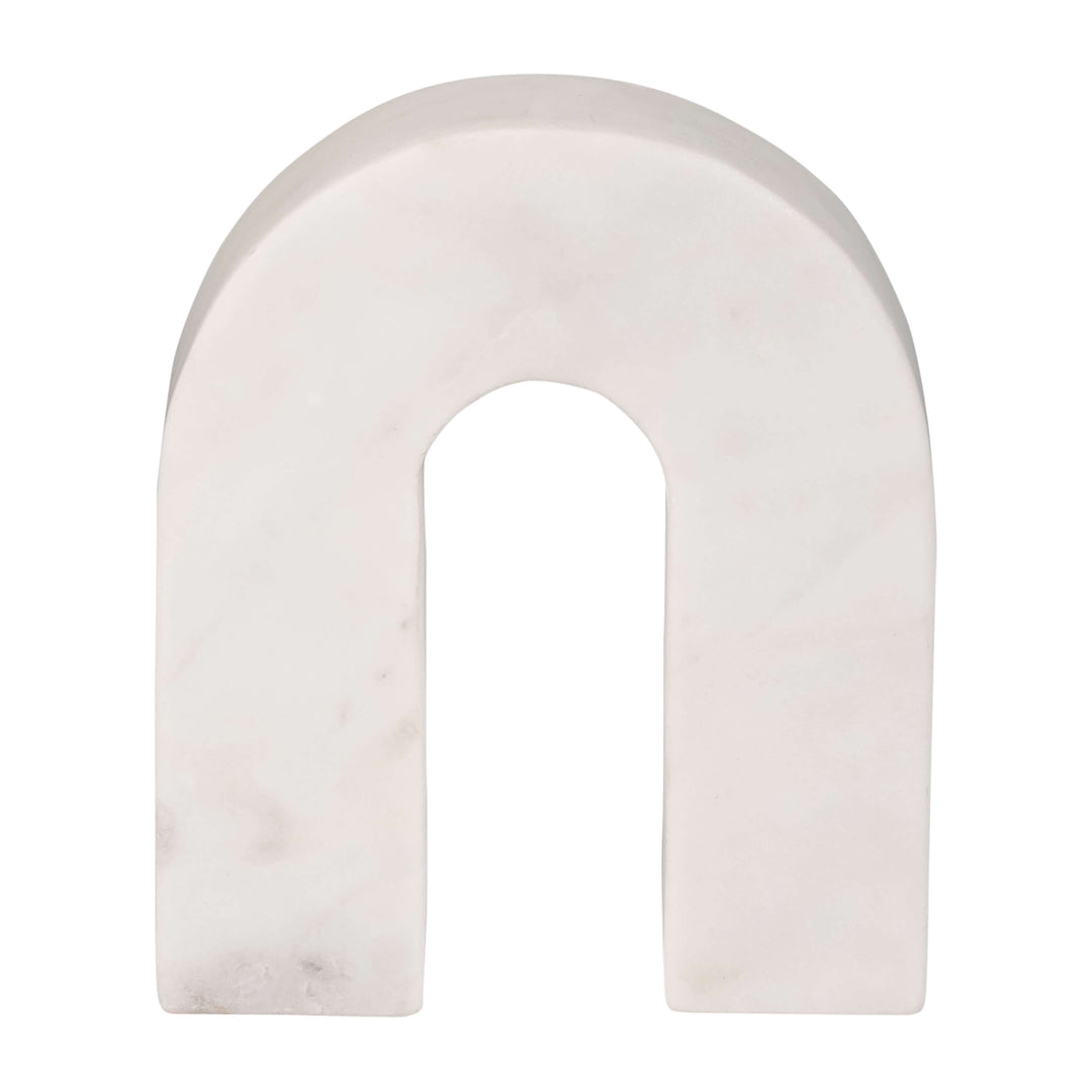 Marble, 6"h Horseshoe Tabletop Deco, White
