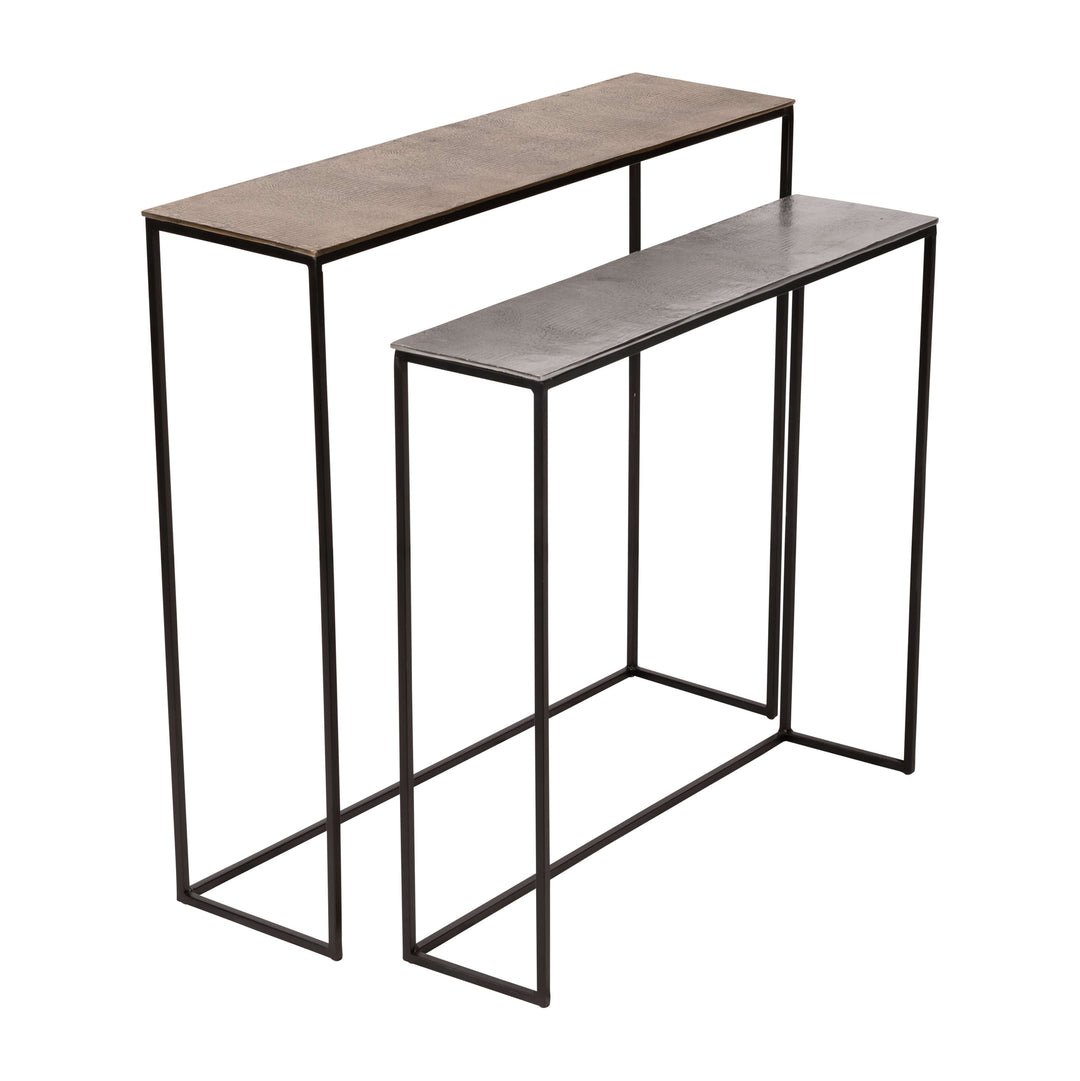 Metal, S/2 32x29/35x33" Nested Side Tables, Gold/