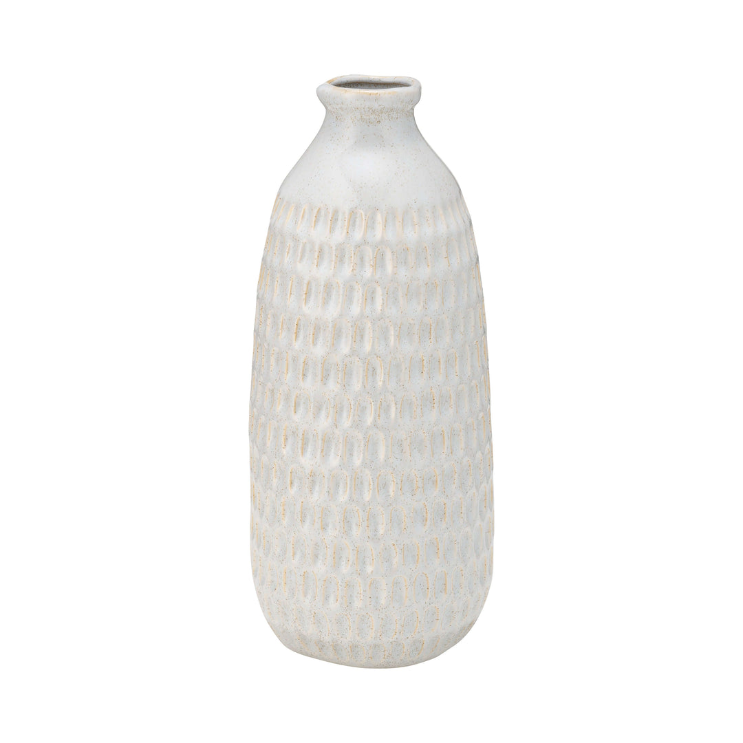 Cer, 12" Dimpled Vase, Oatmeal