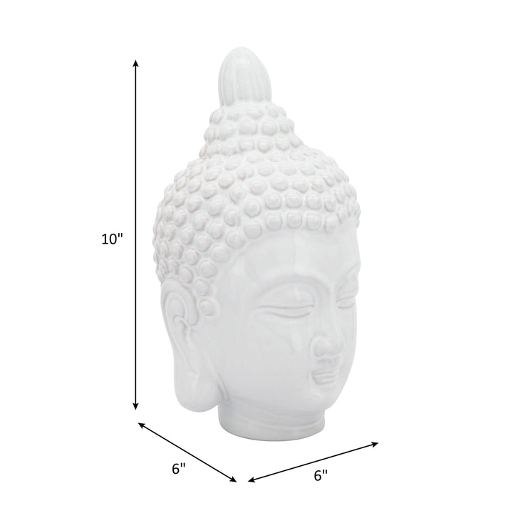 Ceramic 10" Buddha Head, White