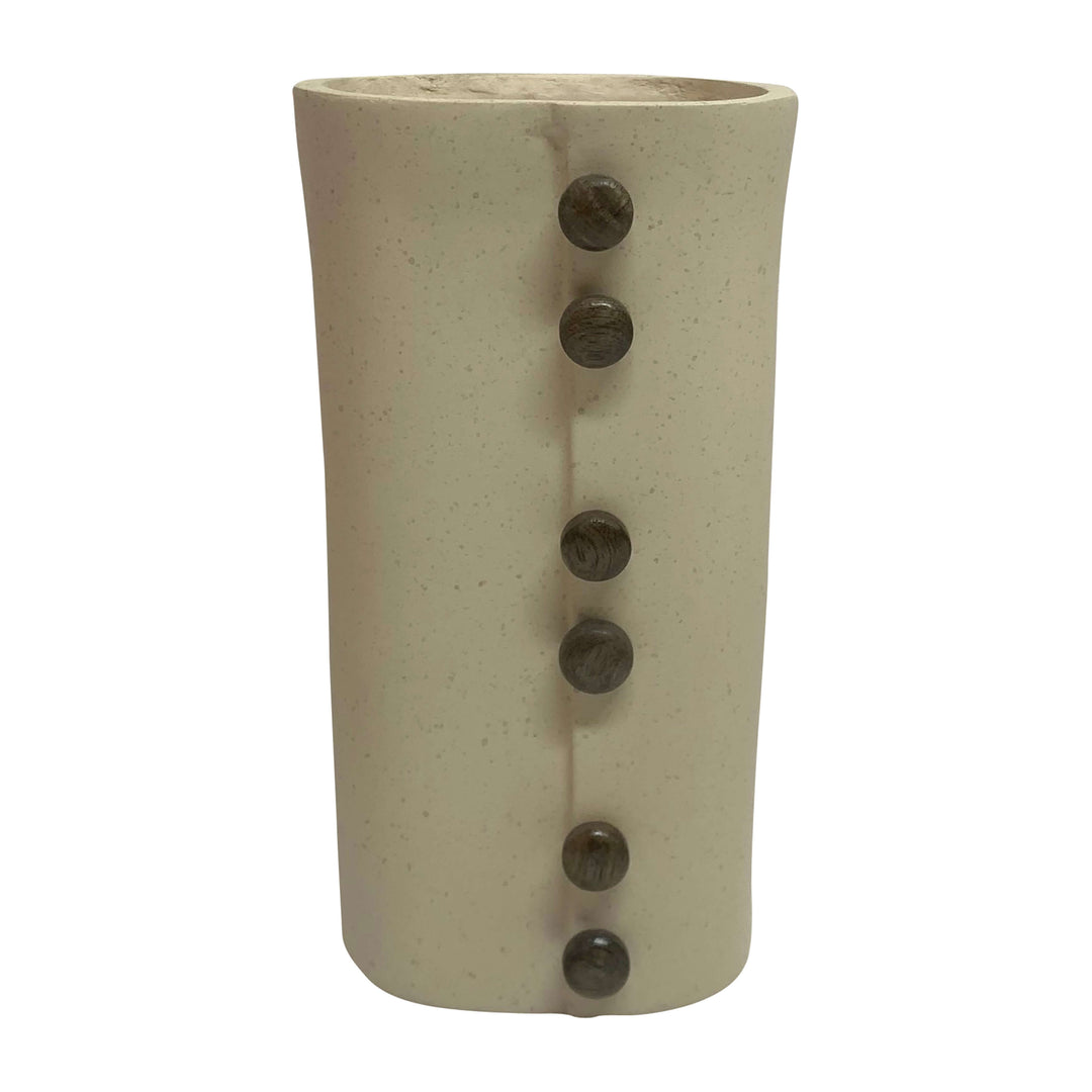 Ecomix, 12" Button Vase, Ivory