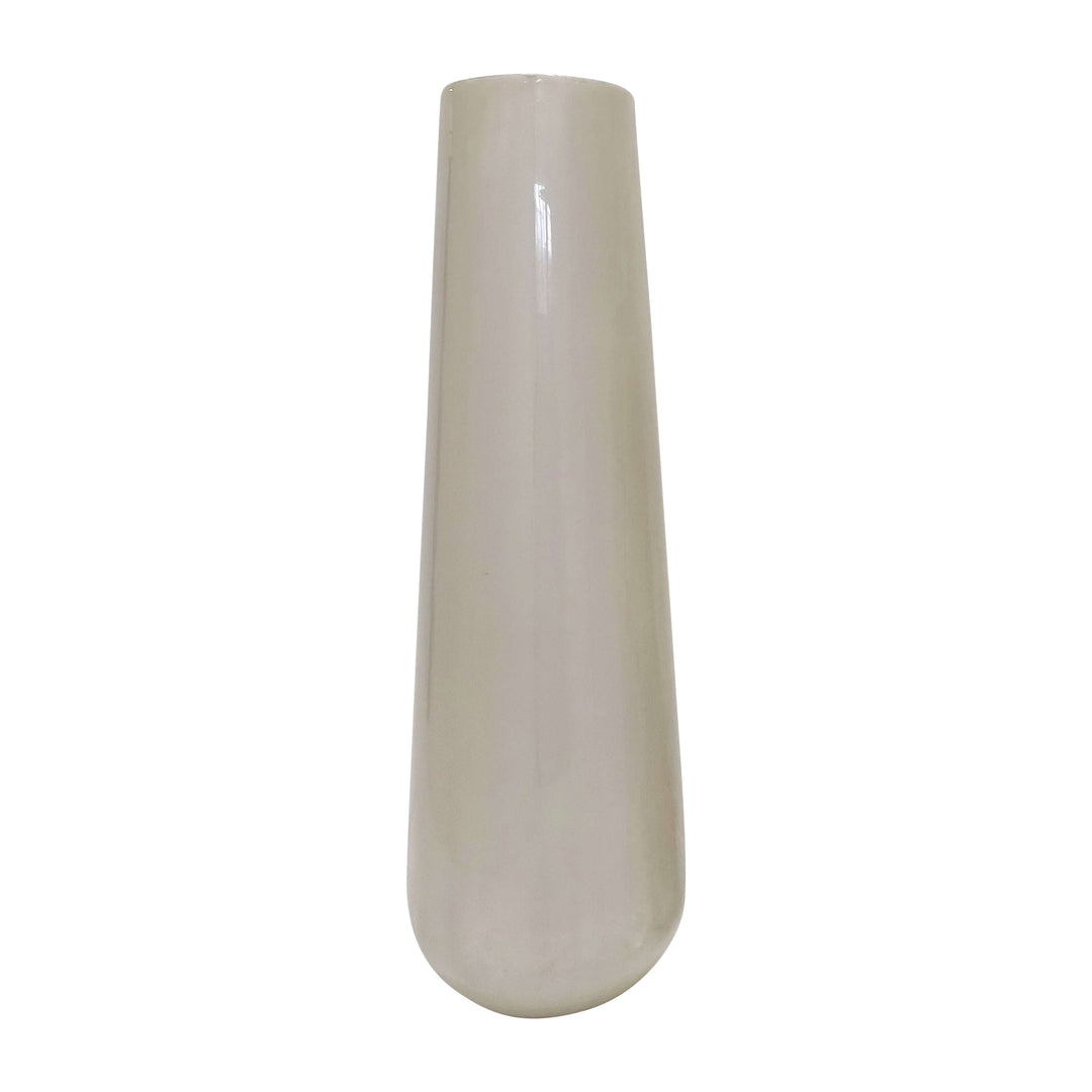 Metal 24"h Alabastron Vase, Pearl White
