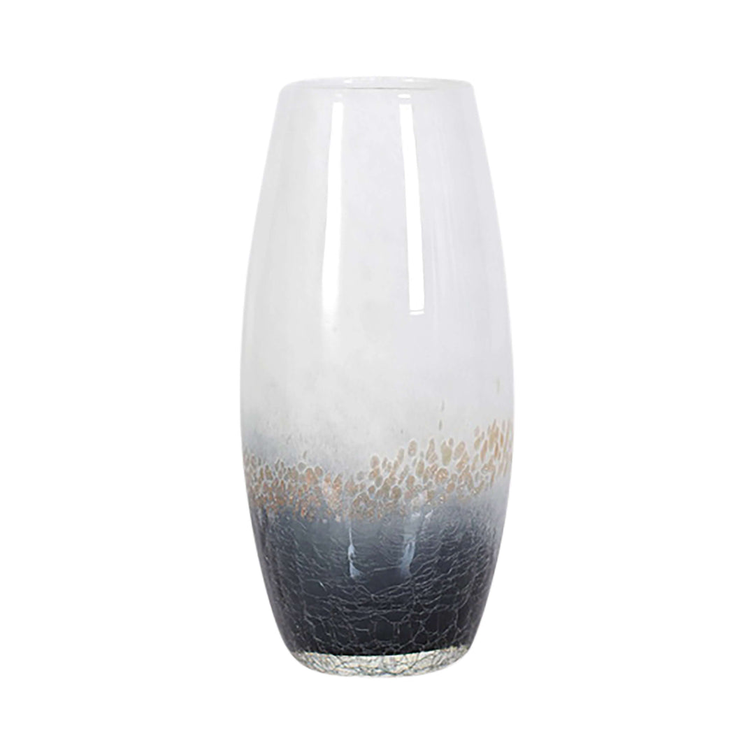 Glass, 11" Crackle Vase, Multi